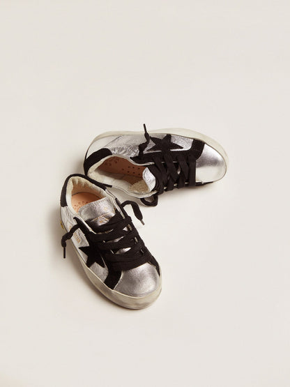 Super-Star sneakers in silver leather with suede inserts - Golden Goose Kids