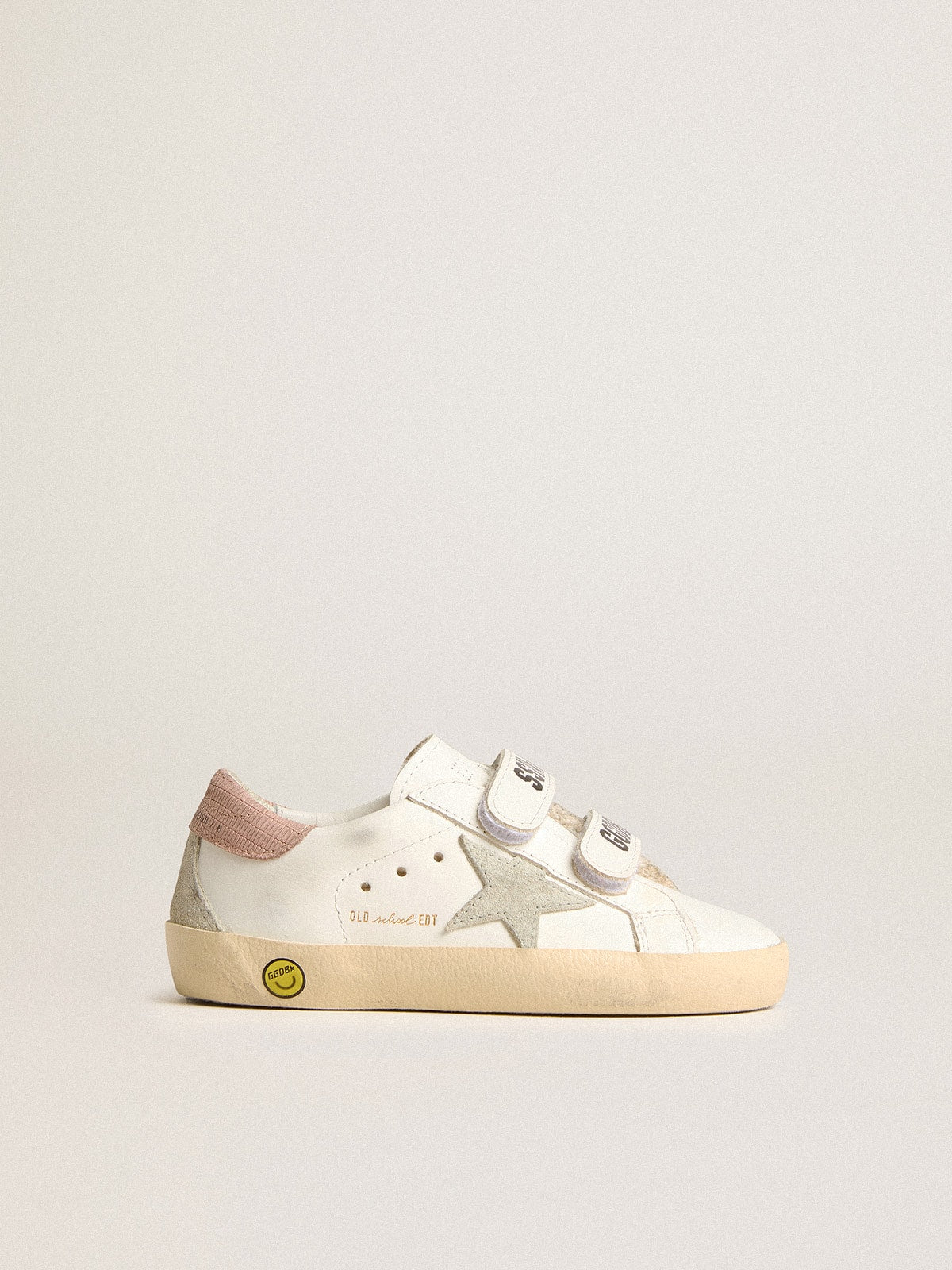 Young Old School in leather with gray suede star and old rose heel tab - Golden Goose Kids