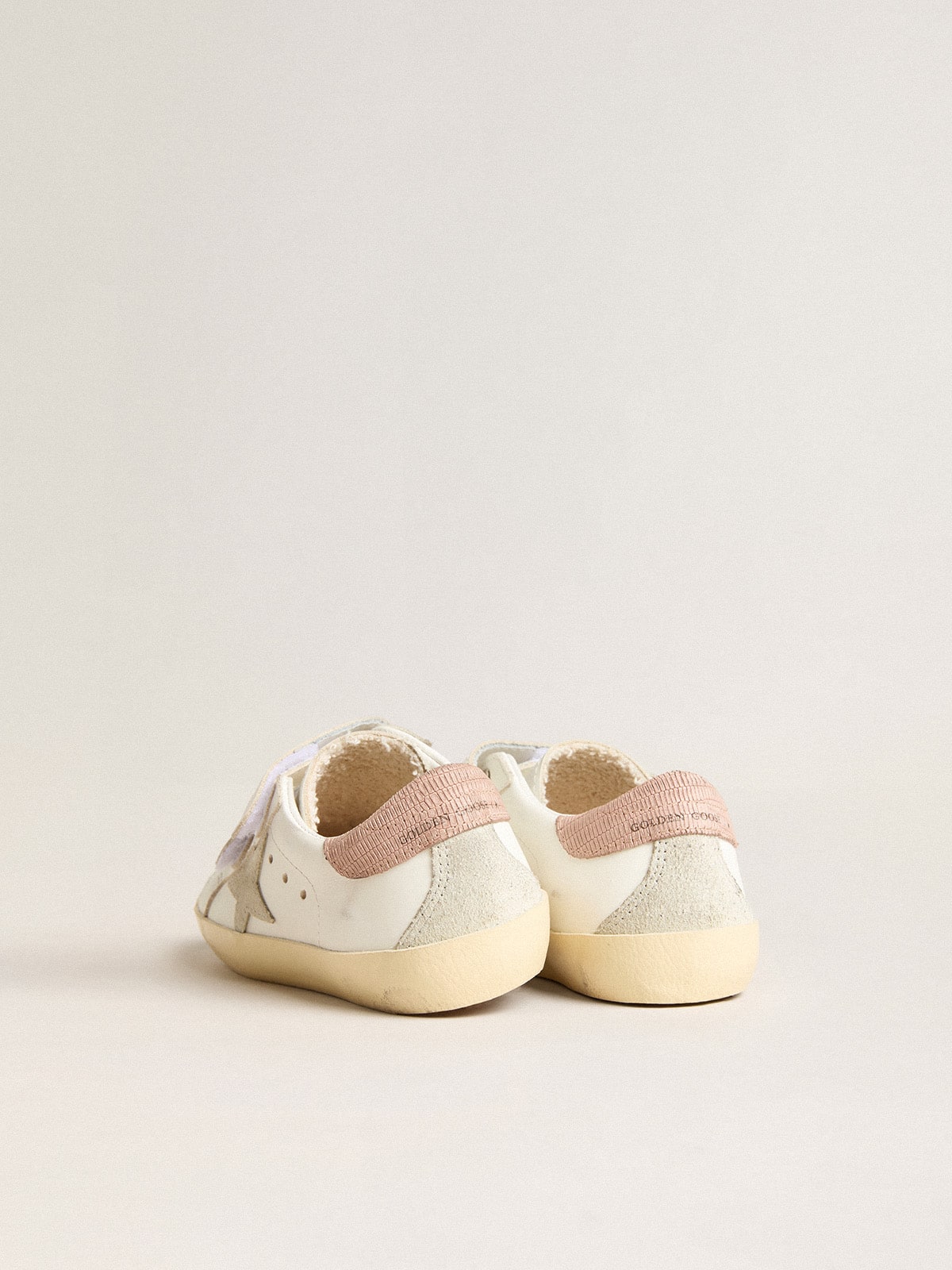 Young Old School in leather with gray suede star and old rose heel tab - Golden Goose Kids