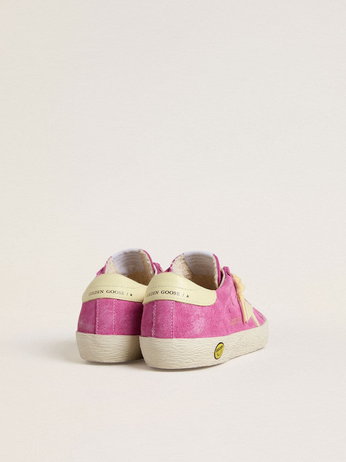 Junior Super-Star in pink suede with light yellow star and heel tab - Golden Goose Kids