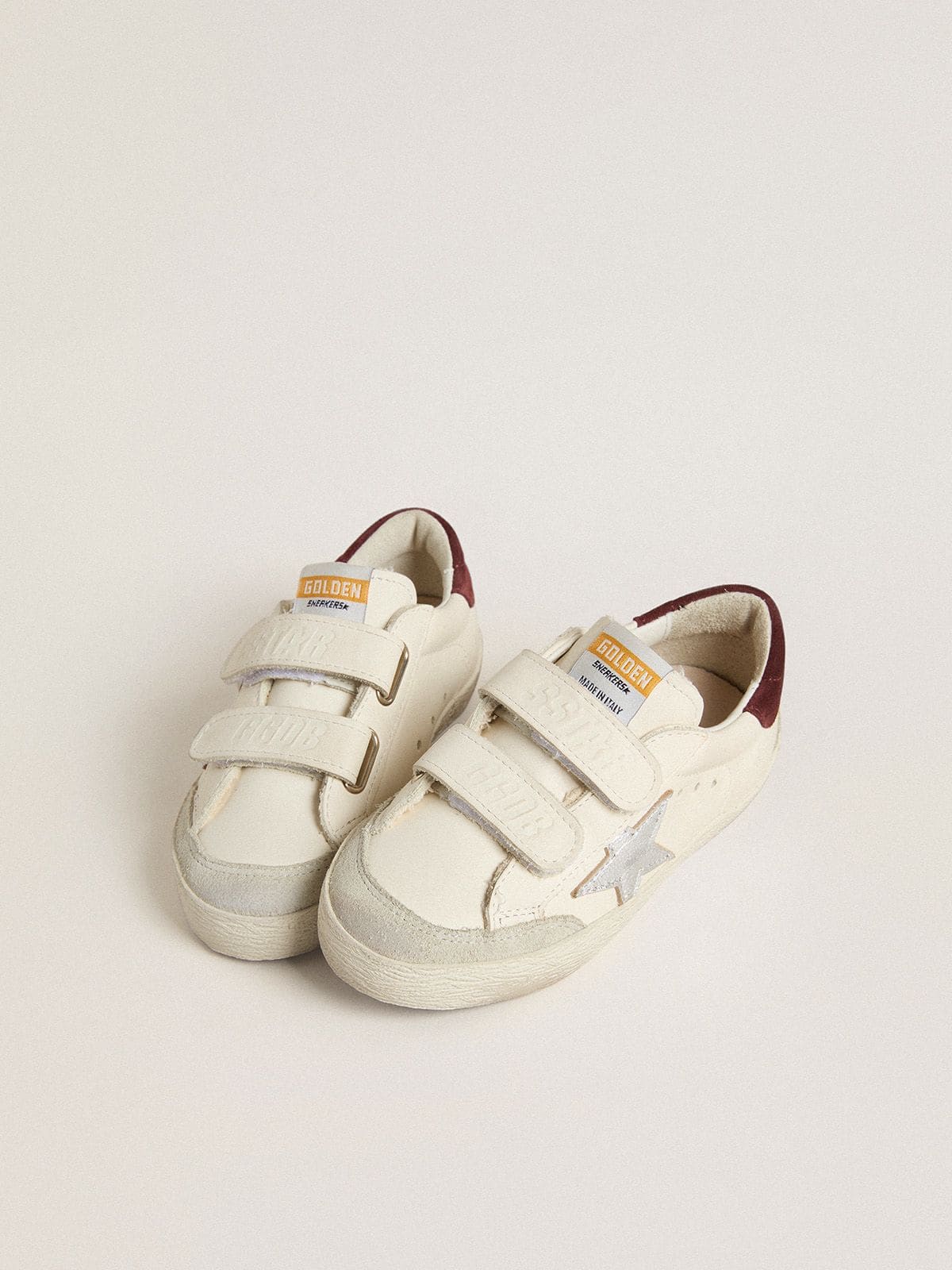 Young Old School with silver metallic leather star and purple suede heel tab - Golden Goose Kids