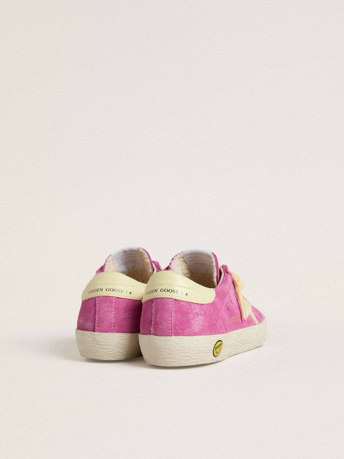 Young Super-Star in pink suede with light yellow star and heel tab - Golden Goose Kids