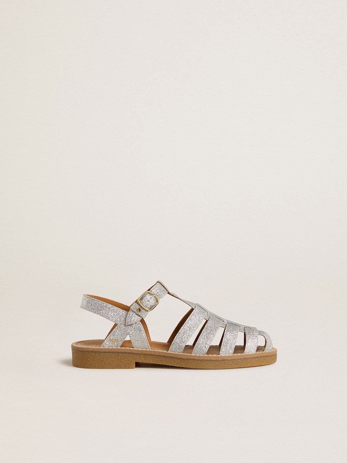 Maxime Junior sandals in silver micro-glitter - Golden Goose Kids