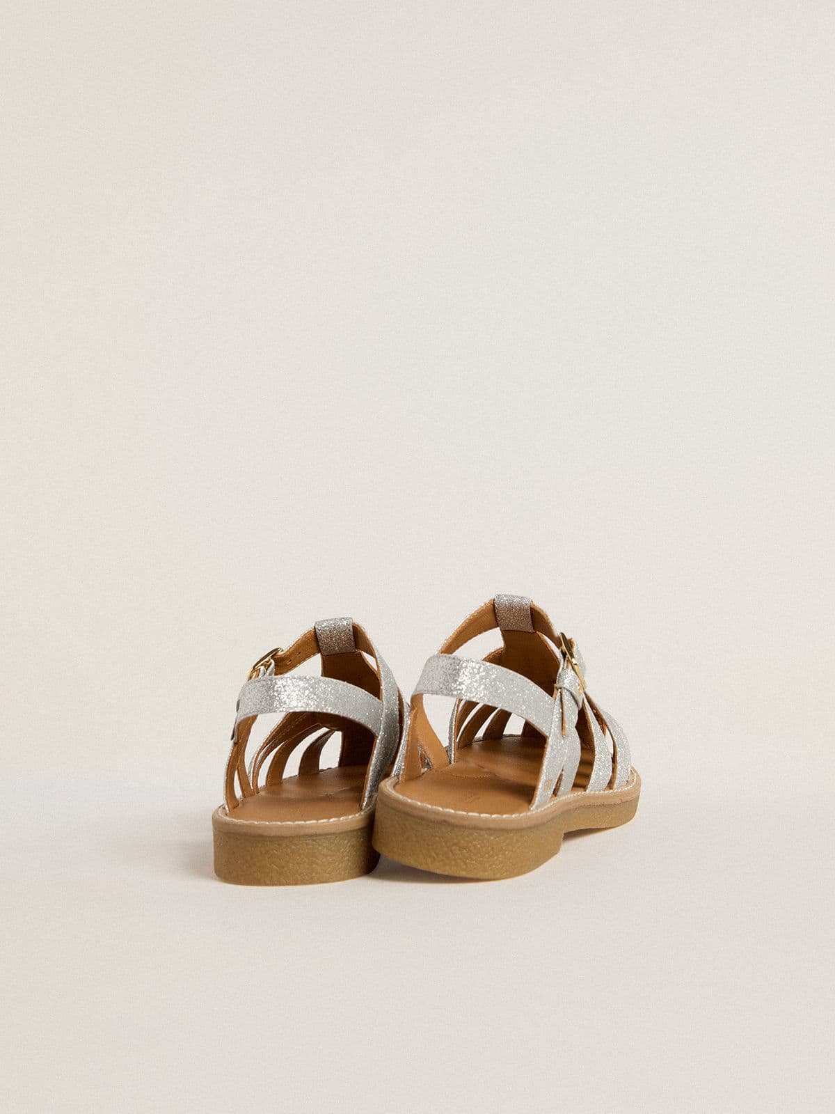 Maxime Junior sandals in silver micro-glitter - Golden Goose Kids