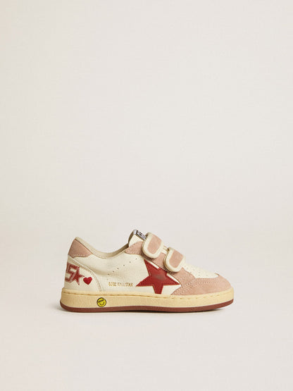 Ball Star Young in nappa with nappa star and pink suede heel tab - Golden Goose Kids