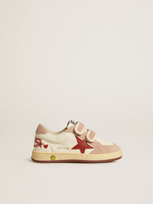 Ball Star Young in nappa with nappa star and pink suede heel tab - Golden Goose Kids