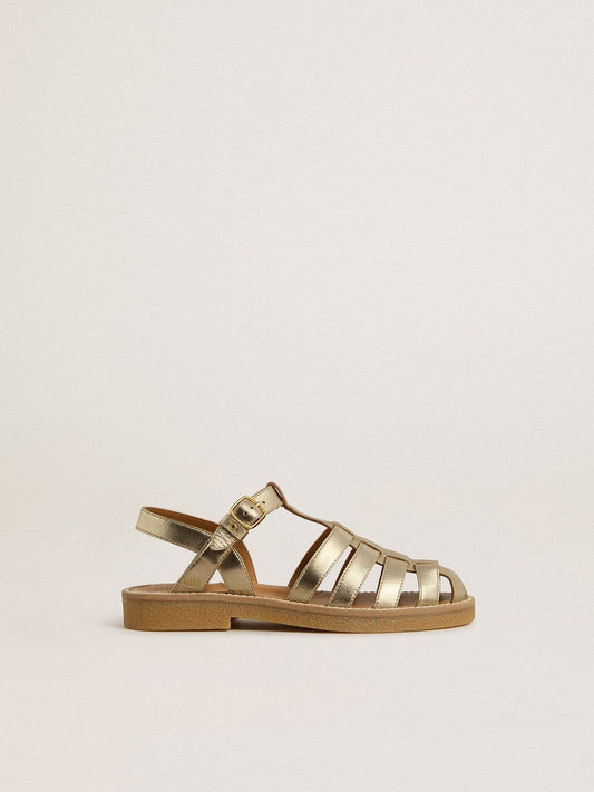 Maxime Junior sandals in gold leather - Golden Goose Kids