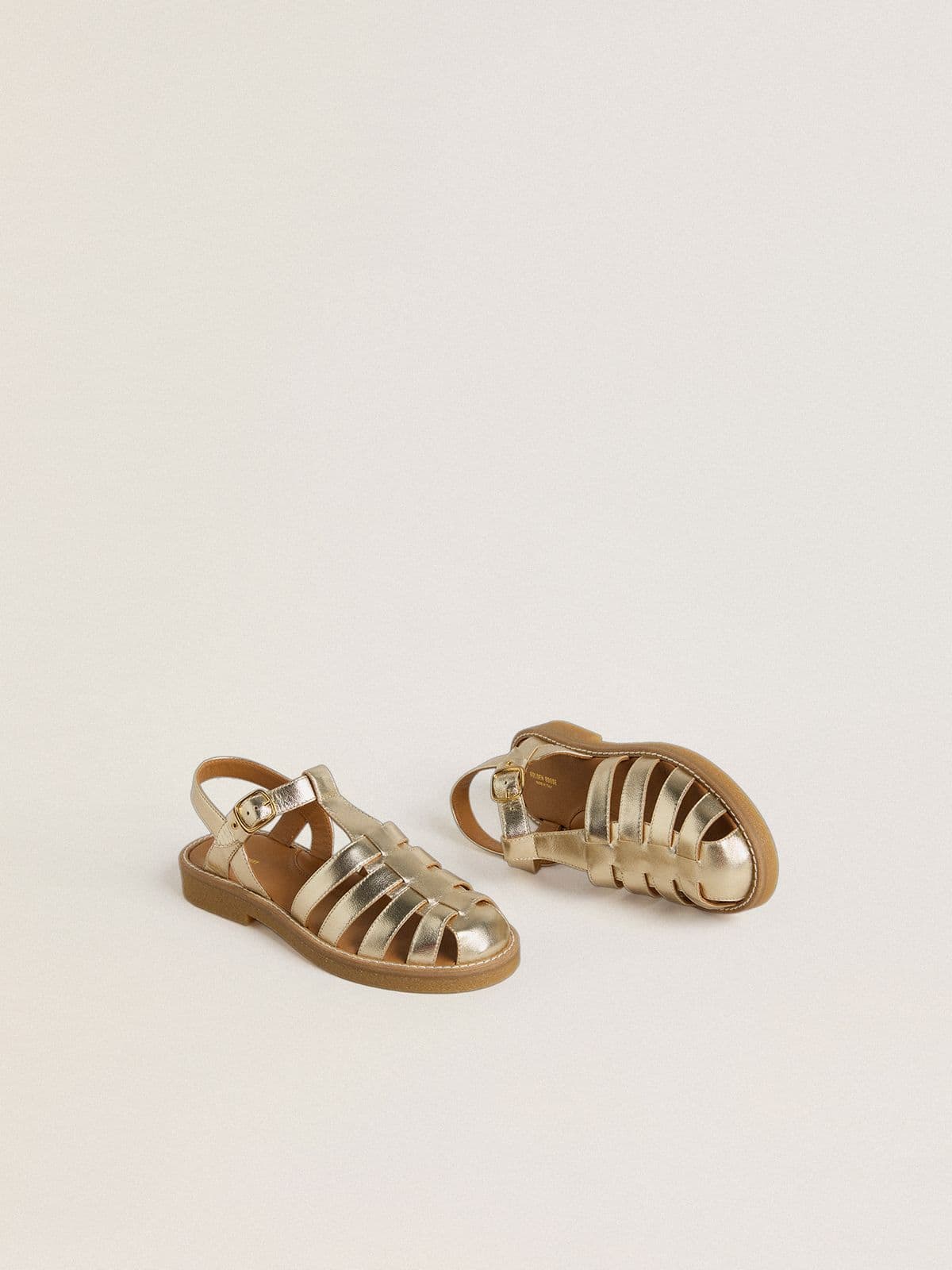 Maxime Junior sandals in gold leather - Golden Goose Kids