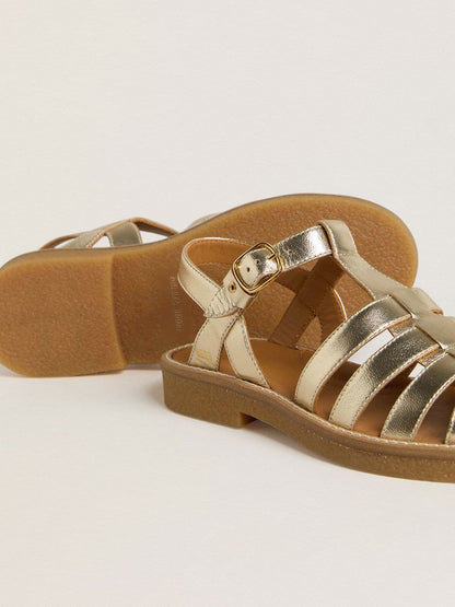 Maxime Junior sandals in gold leather - Golden Goose Kids