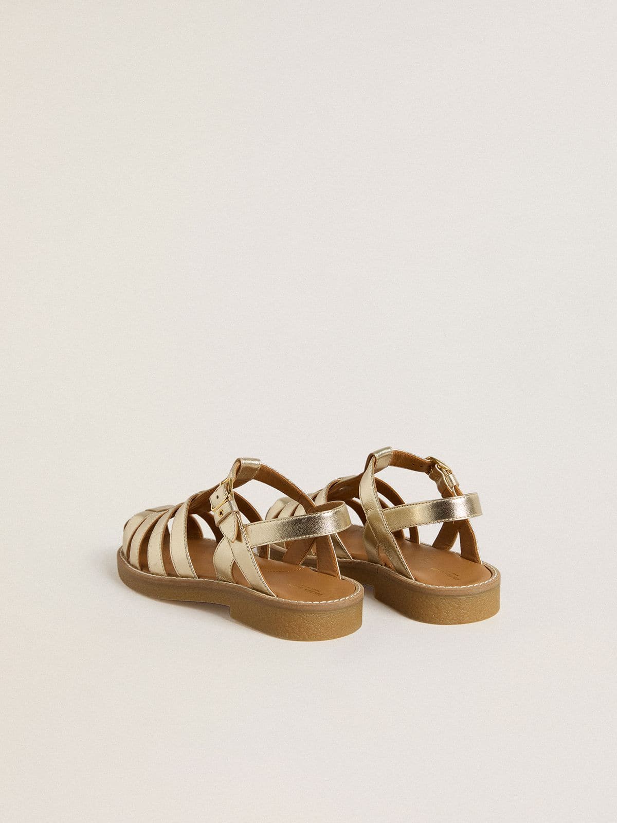 Maxime Junior sandals in gold leather - Golden Goose Kids