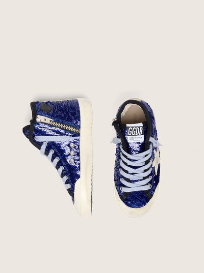 Young Francy Penstar in blue sequins with white suede star - Golden Goose Kids