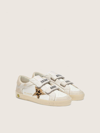 Young Old School in nappa with leopard-print pony skin star and leather inserts - Golden Goose Kids