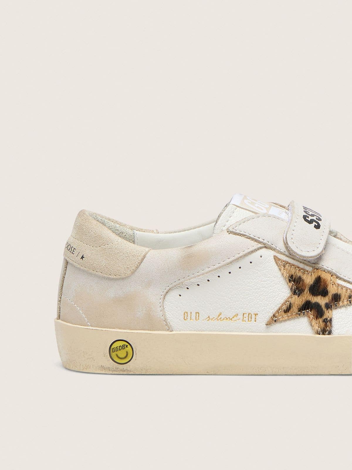 Young Old School in nappa with leopard-print pony skin star and leather inserts - Golden Goose Kids