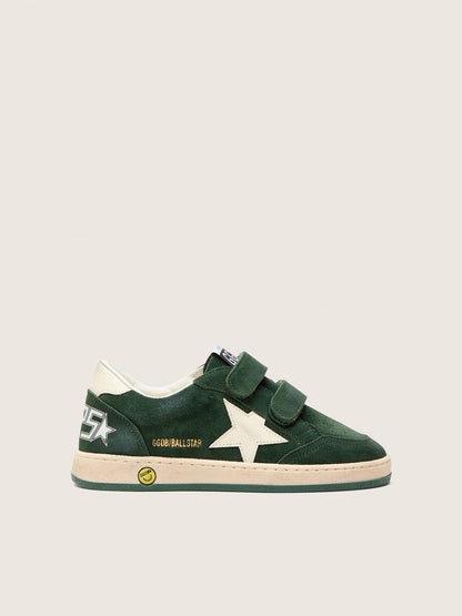Young Ball Star in forest-green suede with cream leather star and heel tab - Golden Goose Kids