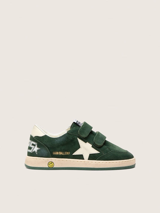 Young Ball Star in forest-green suede with cream leather star and heel tab - Golden Goose Kids