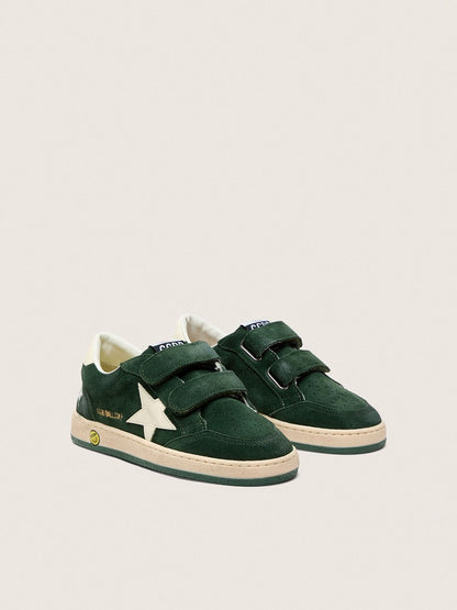 Young Ball Star in forest-green suede with cream leather star and heel tab - Golden Goose Kids
