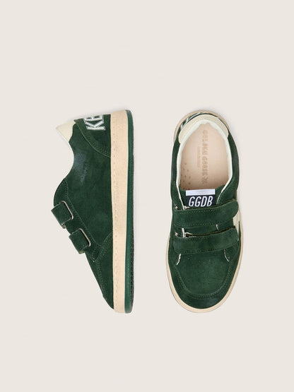 Young Ball Star in forest-green suede with cream leather star and heel tab - Golden Goose Kids