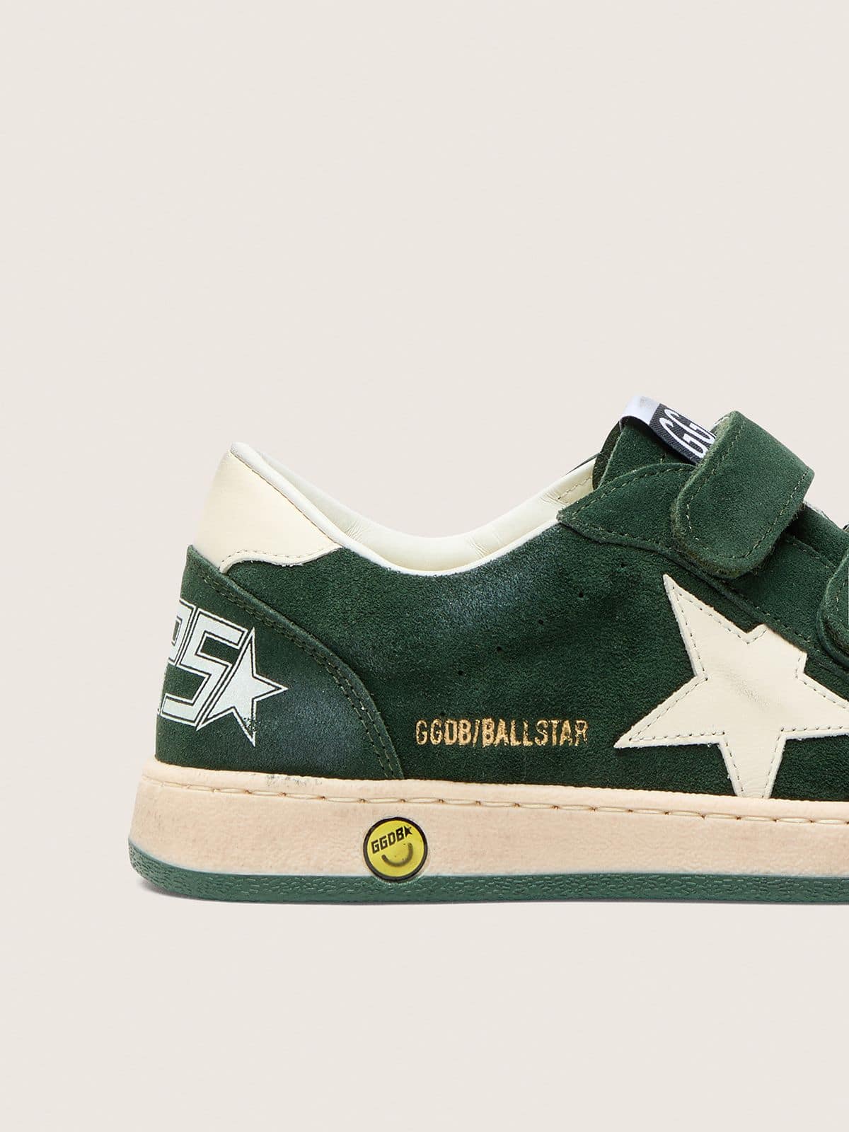 Young Ball Star in forest-green suede with cream leather star and heel tab - Golden Goose Kids