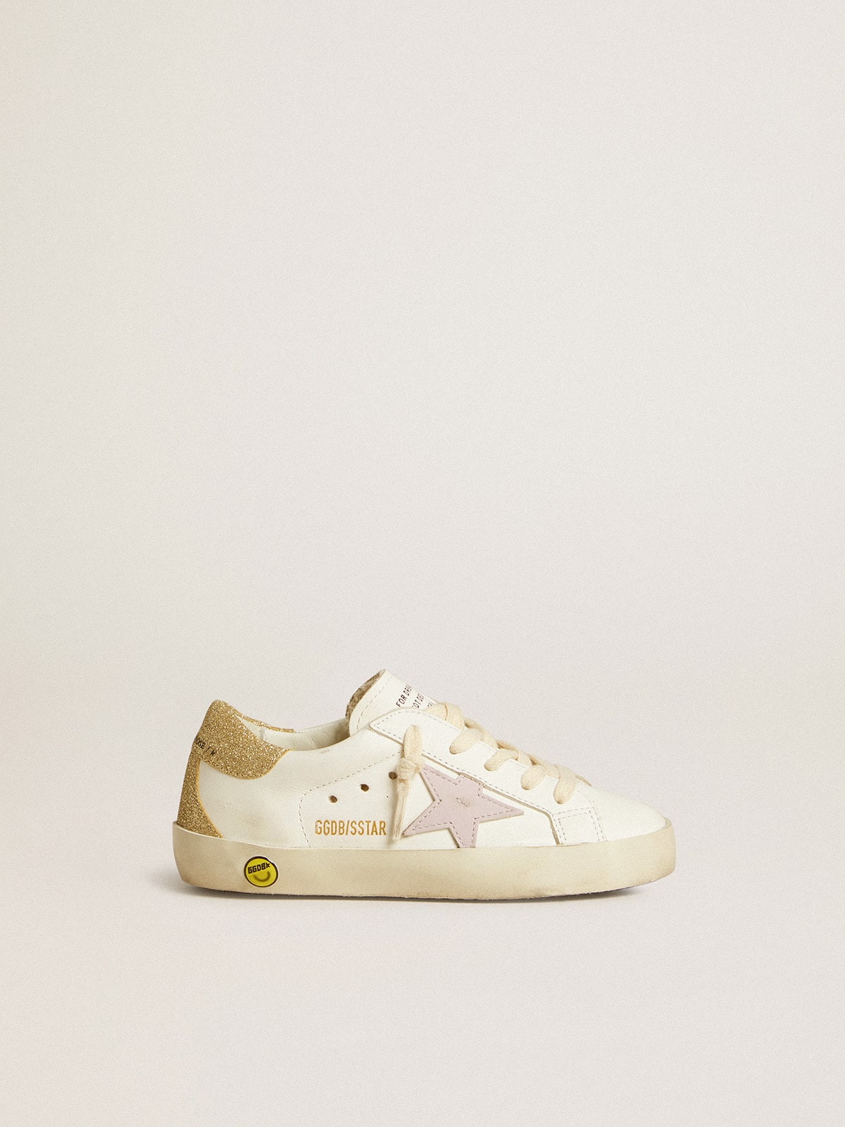 Super-Star Young with lilac leather star and glitter heel tab - Golden Goose Kids
