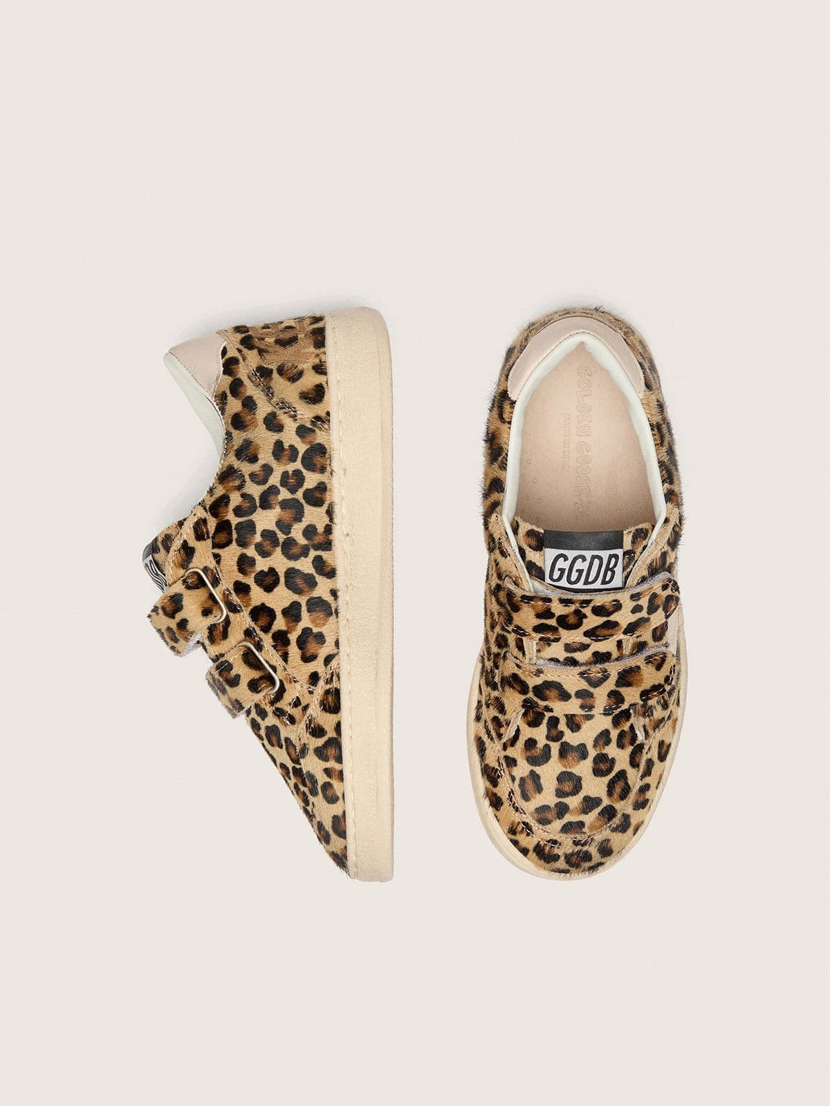 Young Ball Star in leopard-print pony skin with pink leather star and heel tab - Golden Goose Kids