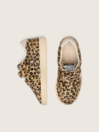 Young Ball Star in leopard-print pony skin with pink leather star and heel tab - Golden Goose Kids