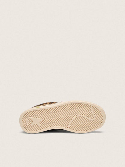 Young Ball Star in leopard-print pony skin with pink leather star and heel tab - Golden Goose Kids