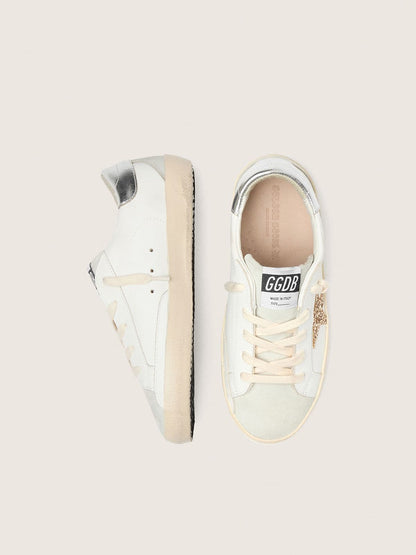 Young Super-Star with gold glitter star and silver metallic leather heel tab - Golden Goose Kids