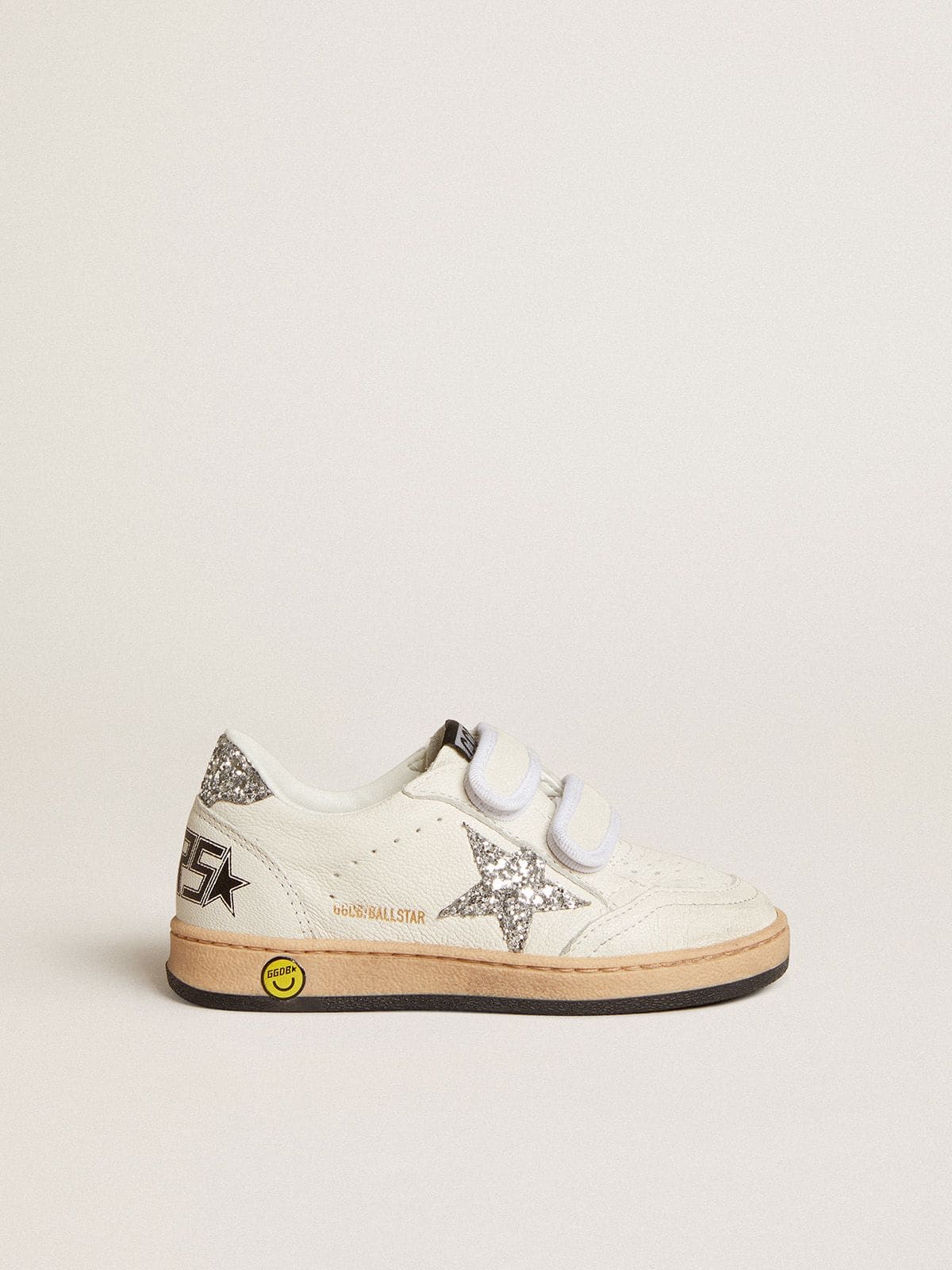 Young Ball Star in nappa with silver glitter star and heel tab - Golden Goose Kids