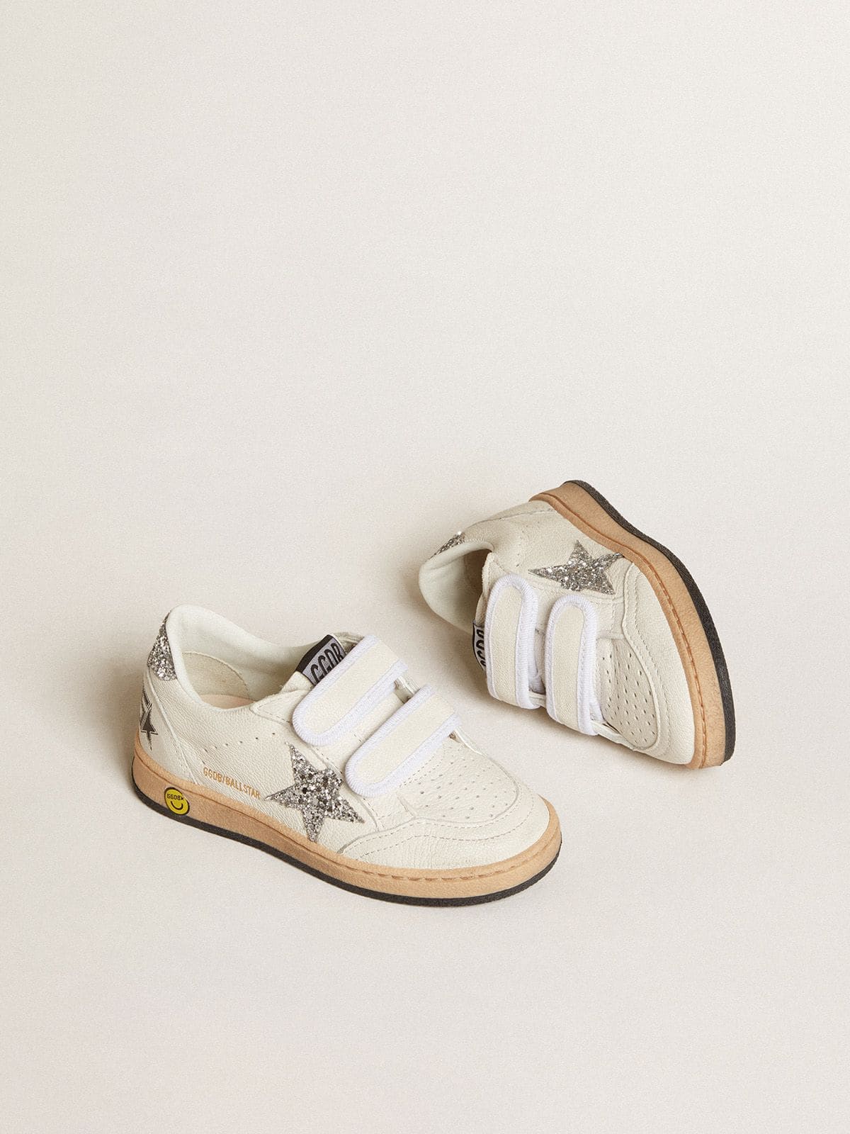 Young Ball Star in nappa with silver glitter star and heel tab - Golden Goose Kids