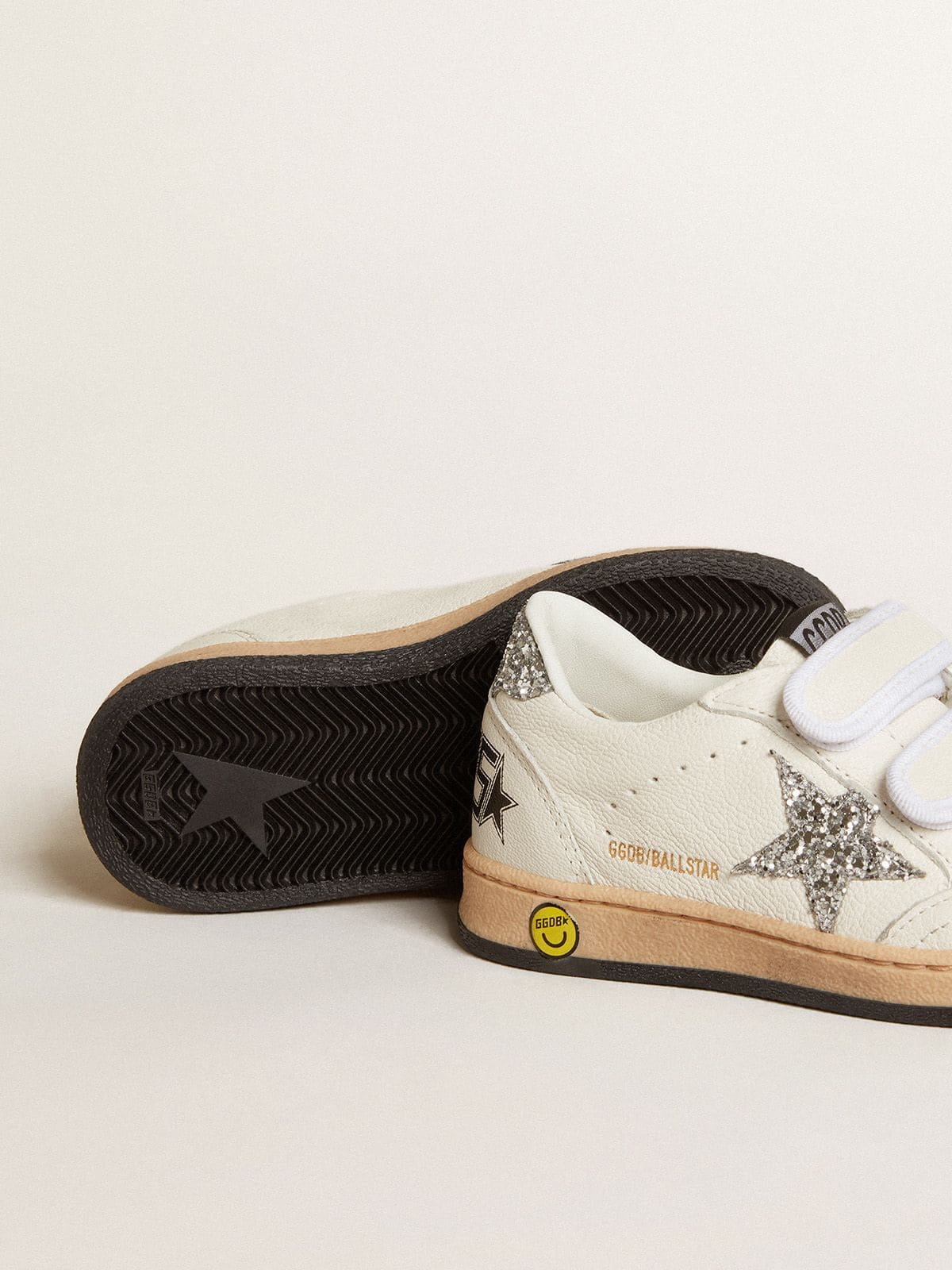 Young Ball Star in nappa with silver glitter star and heel tab - Golden Goose Kids