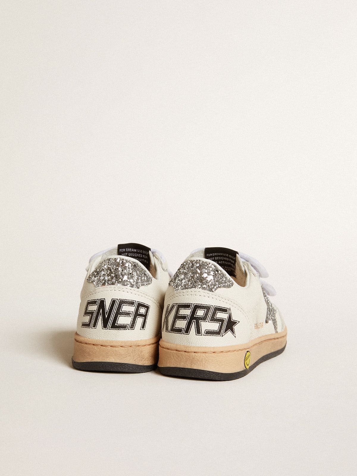 Young Ball Star in nappa with silver glitter star and heel tab - Golden Goose Kids