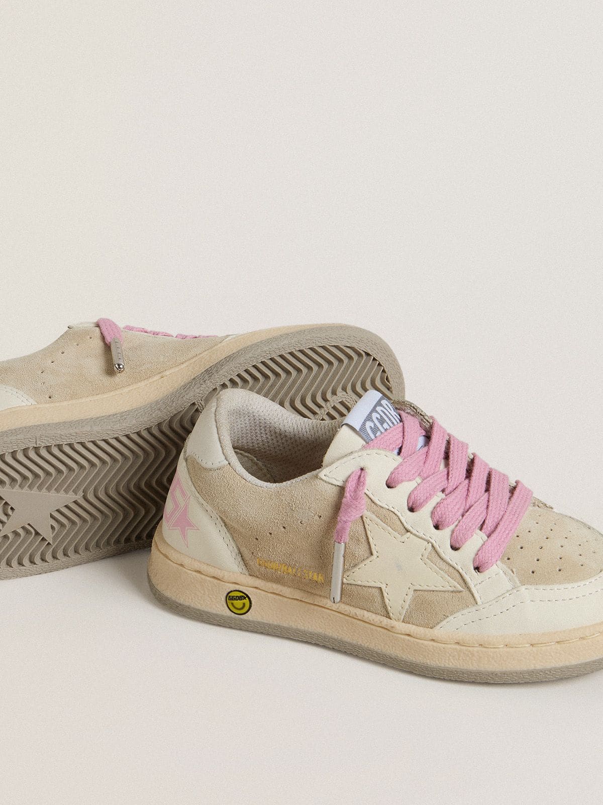 Young Ball Star in pearl suede with leather star and heel tab - Golden Goose Kids