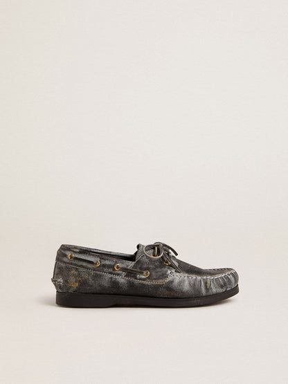 Young Cruise loafer in black distressed leather - Golden Goose Kids