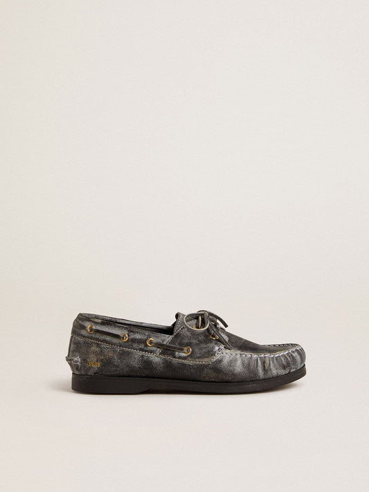 Young Cruise loafer in black distressed leather - Golden Goose Kids