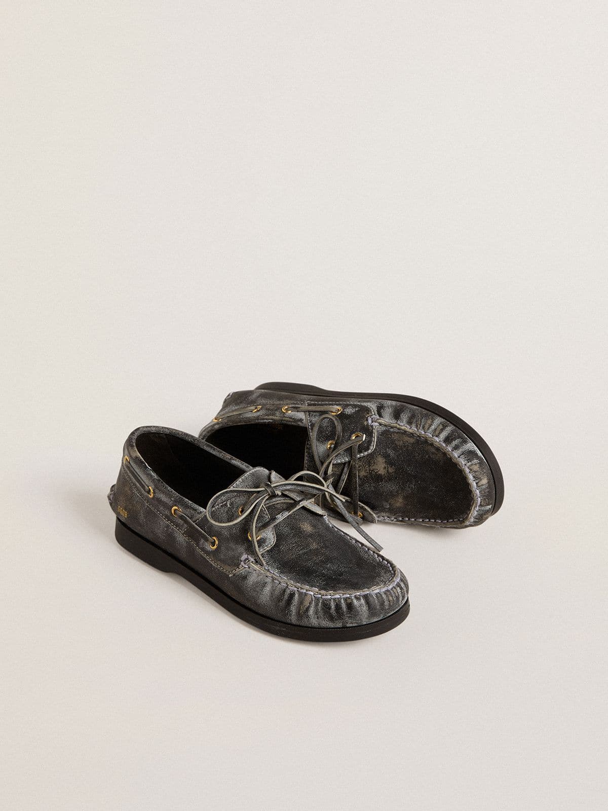Young Cruise loafer in black distressed leather - Golden Goose Kids