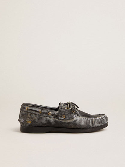 Cruise Teen loafer in distressed-effect black leather - Golden Goose Kids