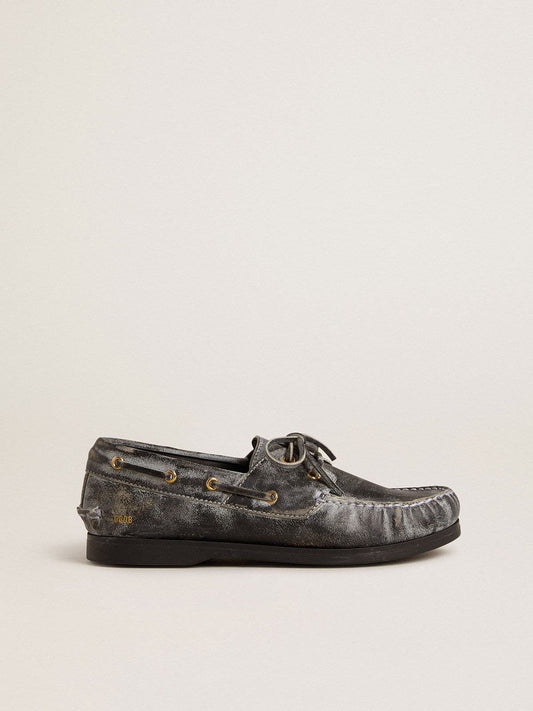 Cruise Teen loafer in distressed-effect black leather - Golden Goose Kids