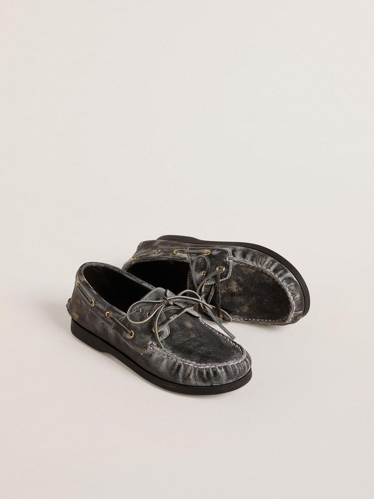 Cruise Teen loafer in distressed-effect black leather - Golden Goose Kids