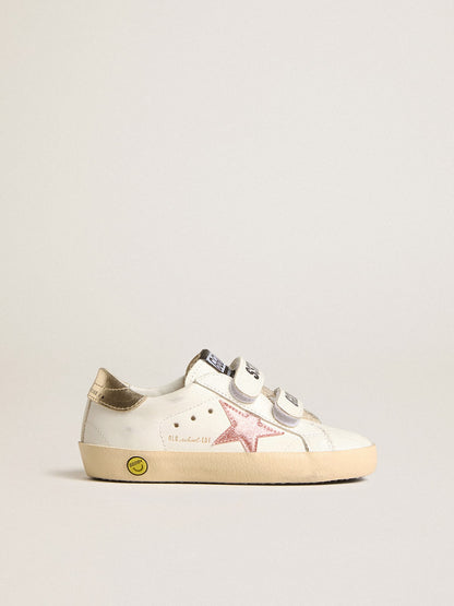 Young Old School in leather with metallic peach leather star - Golden Goose Kids