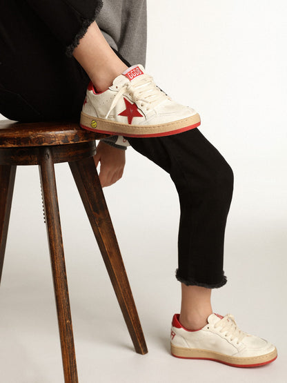 Ball Star Young in nappa with red leather star and heel tab - Golden Goose Kids