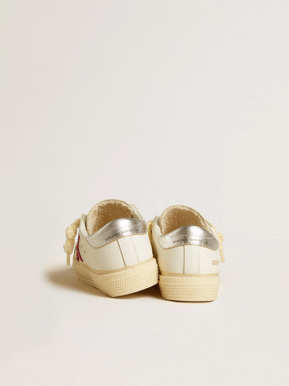 May Teen with fuchsia glitter star and laminated leather heel tab - Golden Goose Kids