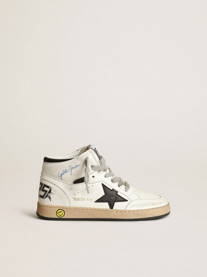 Young Sky-Star in white nappa with black star and heel tab - Golden Goose Kids