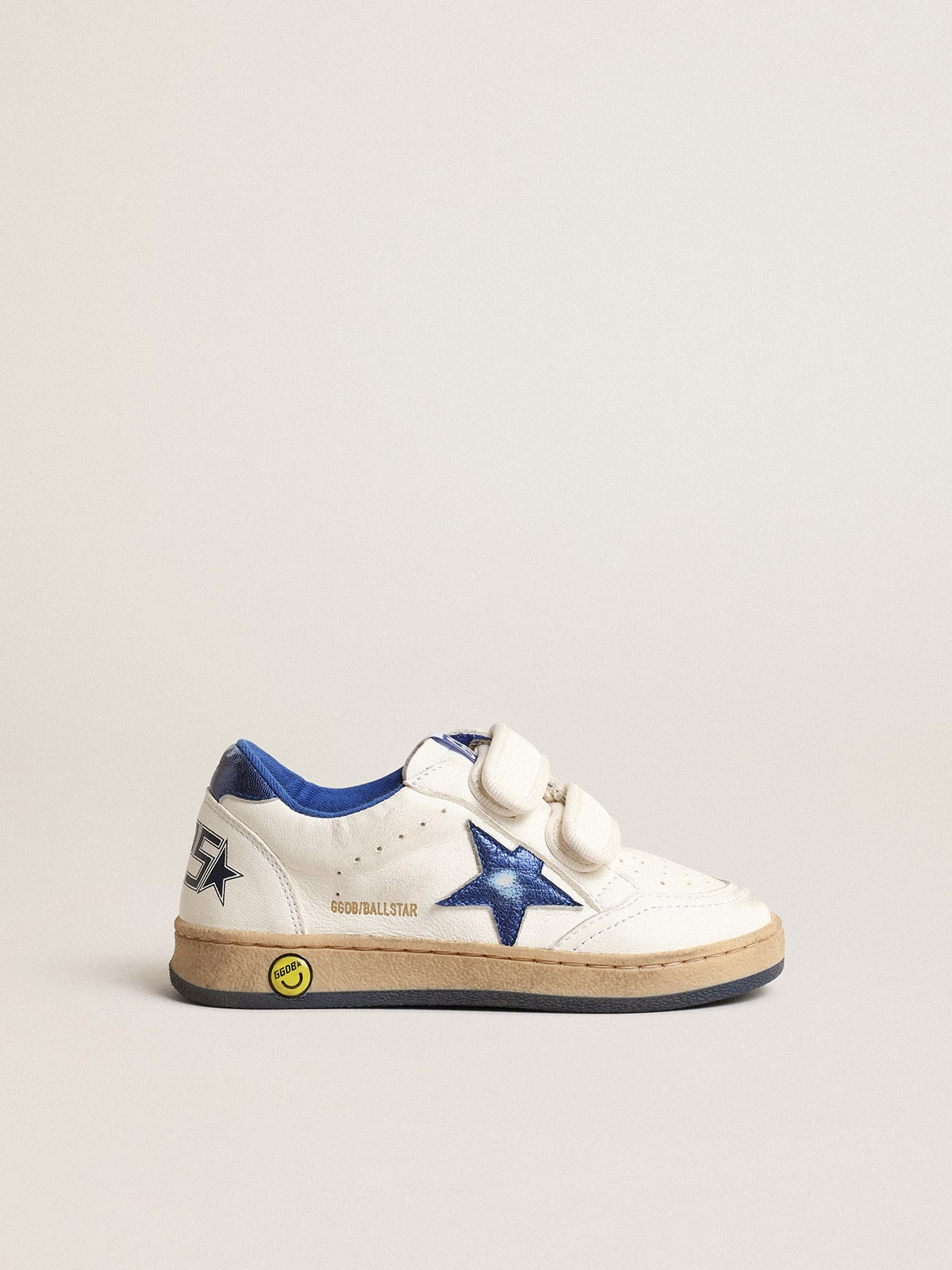Ball Star Young with blue metallic leather star and heel tab - Golden Goose Kids