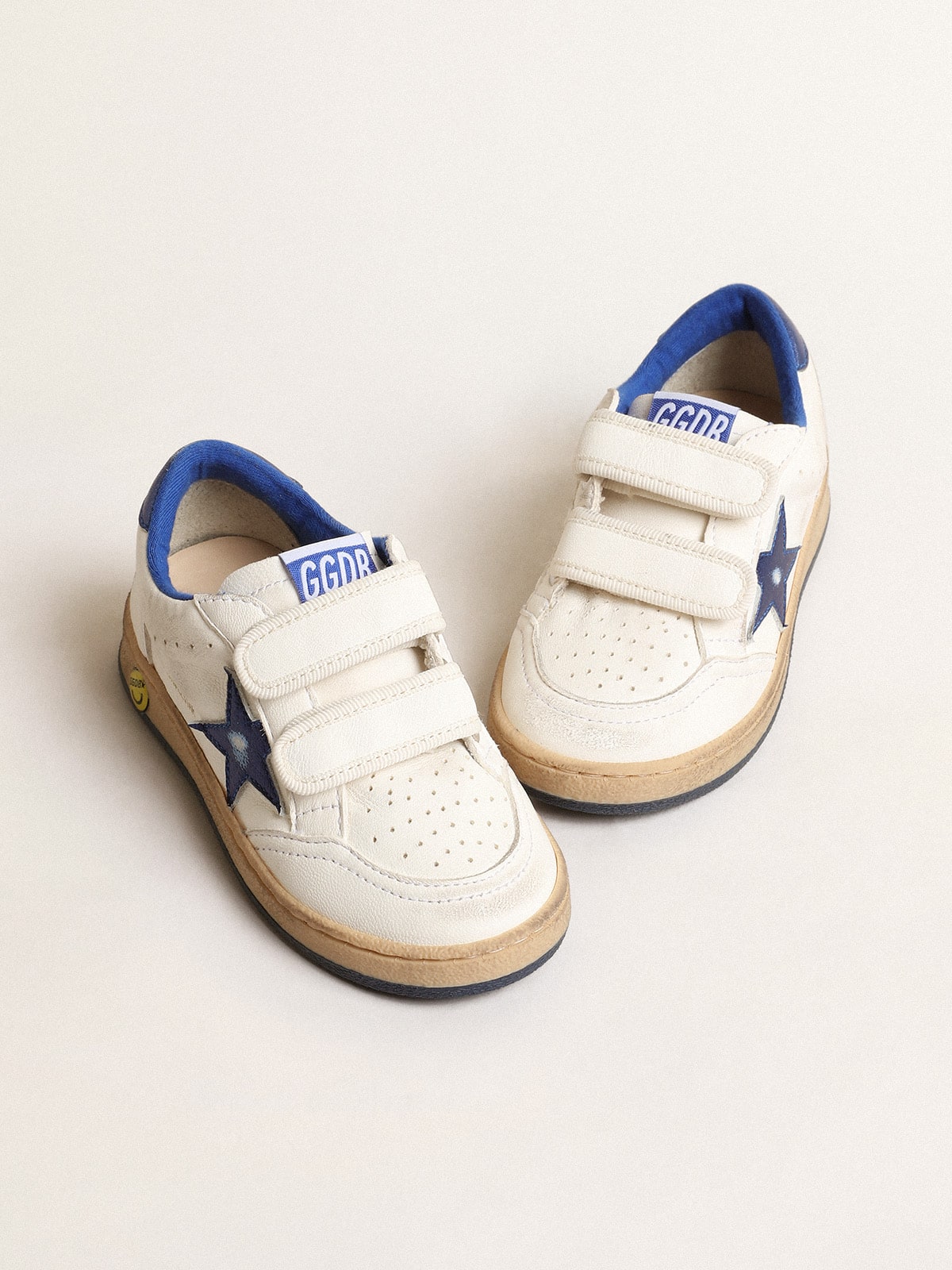 Ball Star Young with blue metallic leather star and heel tab - Golden Goose Kids