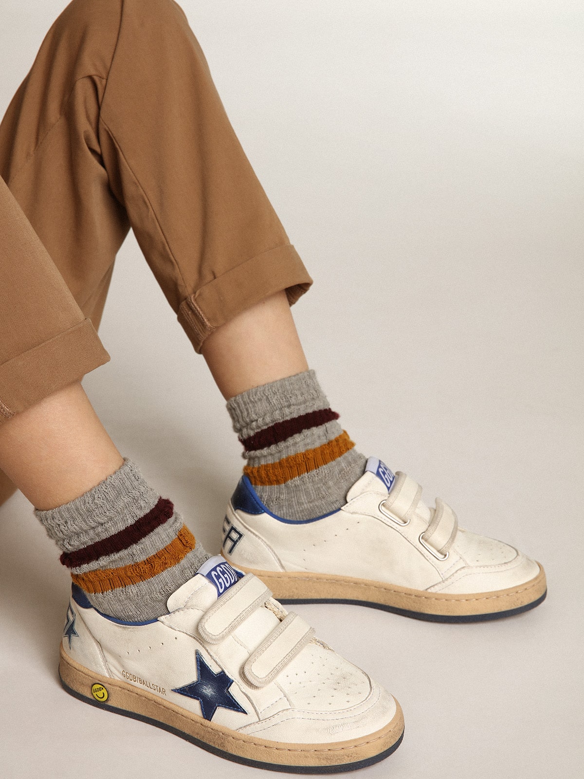 Ball Star Young with blue metallic leather star and heel tab - Golden Goose Kids