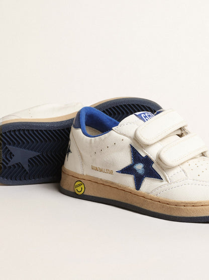 Ball Star Young with blue metallic leather star and heel tab - Golden Goose Kids