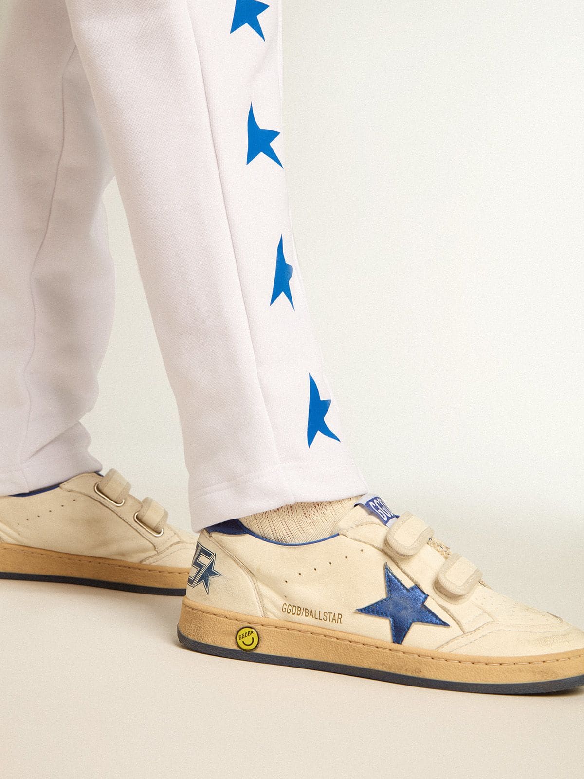 Ball Star Young with blue metallic leather star and heel tab - Golden Goose Kids