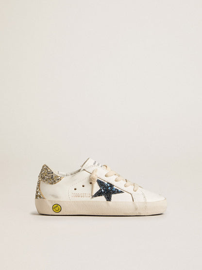 Young Super-Star in leather with glitter star and heel tab - Golden Goose Kids