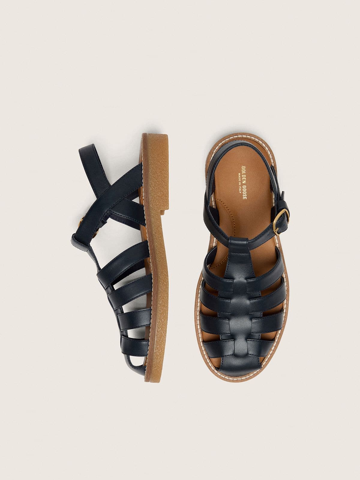 Young Maxime sandals in navy-blue leather - Golden Goose Kids
