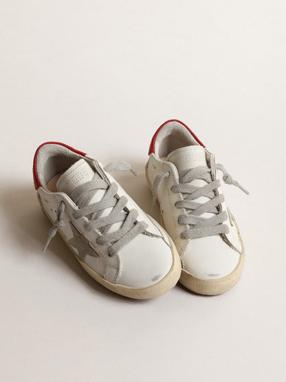 Super-Star Young with suede star and red leather heel tab - Golden Goose Kids